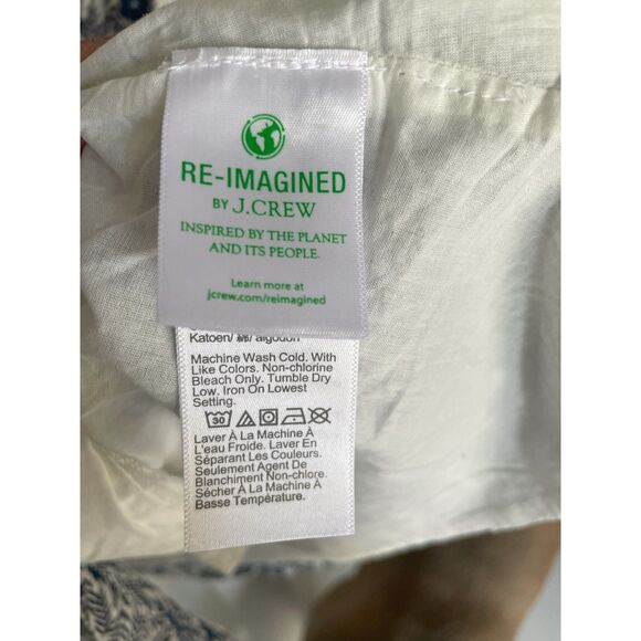 J Crew Factory Shirt Dress Womens Sz 8 Blue & White Floral Collared Mini Pockets - Picture 7 of 8